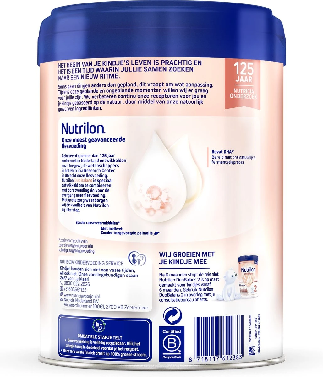 Nutrilon Duobalans 1 - Flesvoeding Vanaf De Geboorte - 800g 6 Nutrilon Duobalans 1 - Flesvoeding Vanaf De Geboorte - 800g - Afbeelding 6