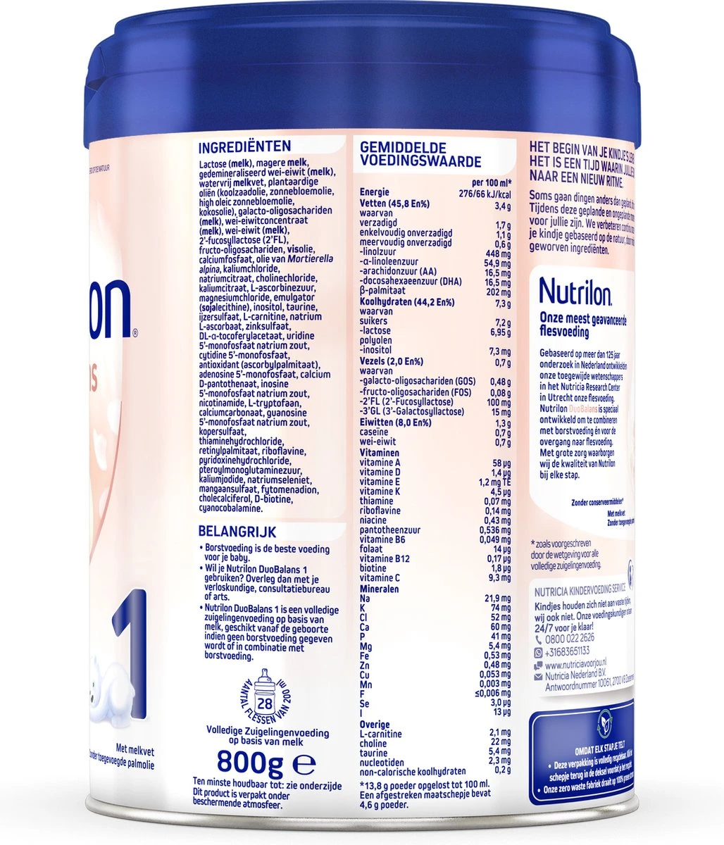 Nutrilon Duobalans 1 - Flesvoeding Vanaf De Geboorte - 800g 8 Nutrilon Duobalans 1 - Flesvoeding Vanaf De Geboorte - 800g - Afbeelding 8