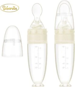 Biberoia® Knijpfles Met Lepel – Baby / Kinderbestek - Kraamcadeau – Babyshower – Wit -Jollein Winkel 1029x1200 2