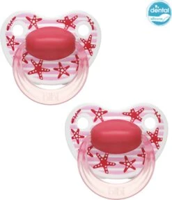 Bibi Happiness Play With Us Maritiem Dental Fopspeen 16 Maanden - Rood / Zeesterren