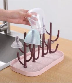 Ever Home Flessen Droogrek - Baby Flessenrek - Afdruiprek Baby - Droogrek - Drying Rack - Roze