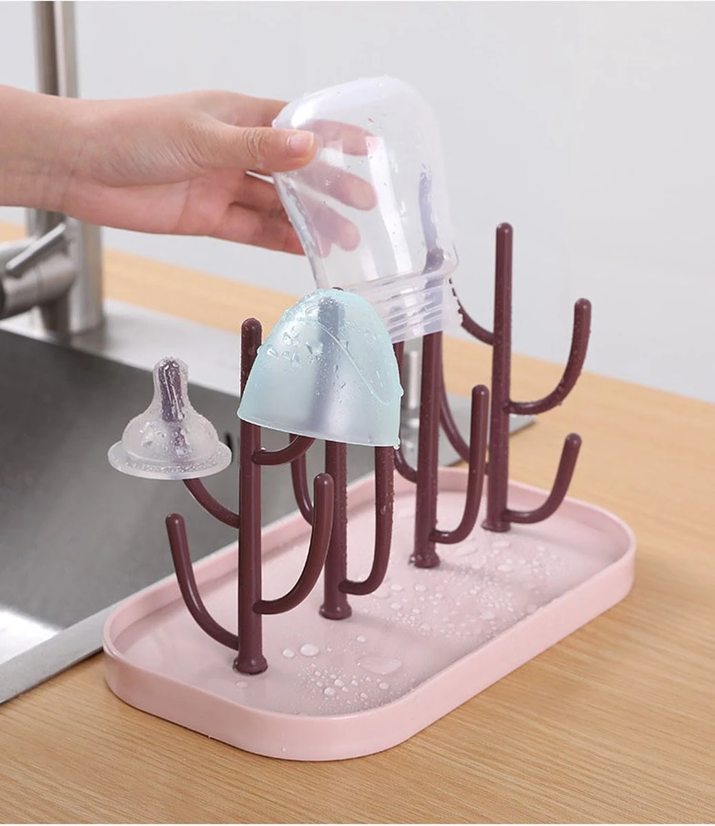 Ever Home Flessen Droogrek - Baby Flessenrek - Afdruiprek Baby - Droogrek - Drying Rack - Roze 1 Ever Home Flessen Droogrek - Baby Flessenrek - Afdruiprek Baby - Droogrek - Drying Rack - Roze