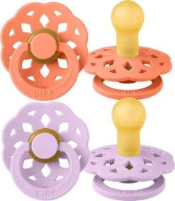 BiBS - Boheme Pacifier - Stage 1 Fopspeen - 2 Stuks - Papaya / Violet Sky -Jollein Winkel 1042x1200