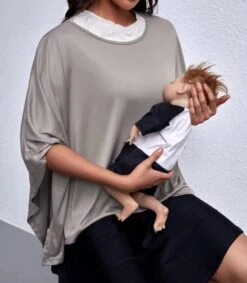 Borstvoeding Poncho/ Borstvoeding T-shirt/ Borstvoedingsdoek/Makkelijk Draagbare En Niet Opvallend Voedingsshirt/Afschermdoek Tijdens Voeden/ Ademende Voedingshoes/54cm X 58 Cm/ -Jollein Winkel 1046x1200 6