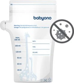 Babyono - Moedermelk Bewaarzakjes - Moedermelkbewaarzakjes - Gemakkelijke Etiketteren - 180 Ml - 30 Stuks - 1084 -Jollein Winkel 1063x1200