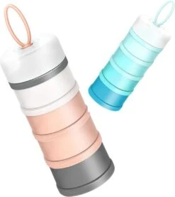 Merkloos Melkpoeder Toren - Melkpoeder Doseerdoosjes - Babyvoeding - Bewaarbakjes - Schenktuit - BPA Vrij - Meenemen En Bewaren - Dispenser - Melkpoeder - Snacks - 4 Laags - Family Favorites - Kraamcadeau - ROZE