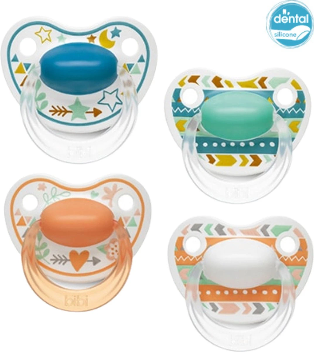 Bibi Happiness Bohemian DUO Dental Fopspeen Voordeelpack 16 Maanden Plus Blauw, Oranje 1 Bibi Happiness Bohemian DUO Dental Fopspeen Voordeelpack 16 Maanden Plus Blauw, Oranje