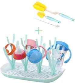 Flessen Droogrek Inclusief Borstelset - Afdruiprek Babyflessen Met Flessenborstels - Flessendroogrek Met Lekbak - Mint -Jollein Winkel 1086x1200 2