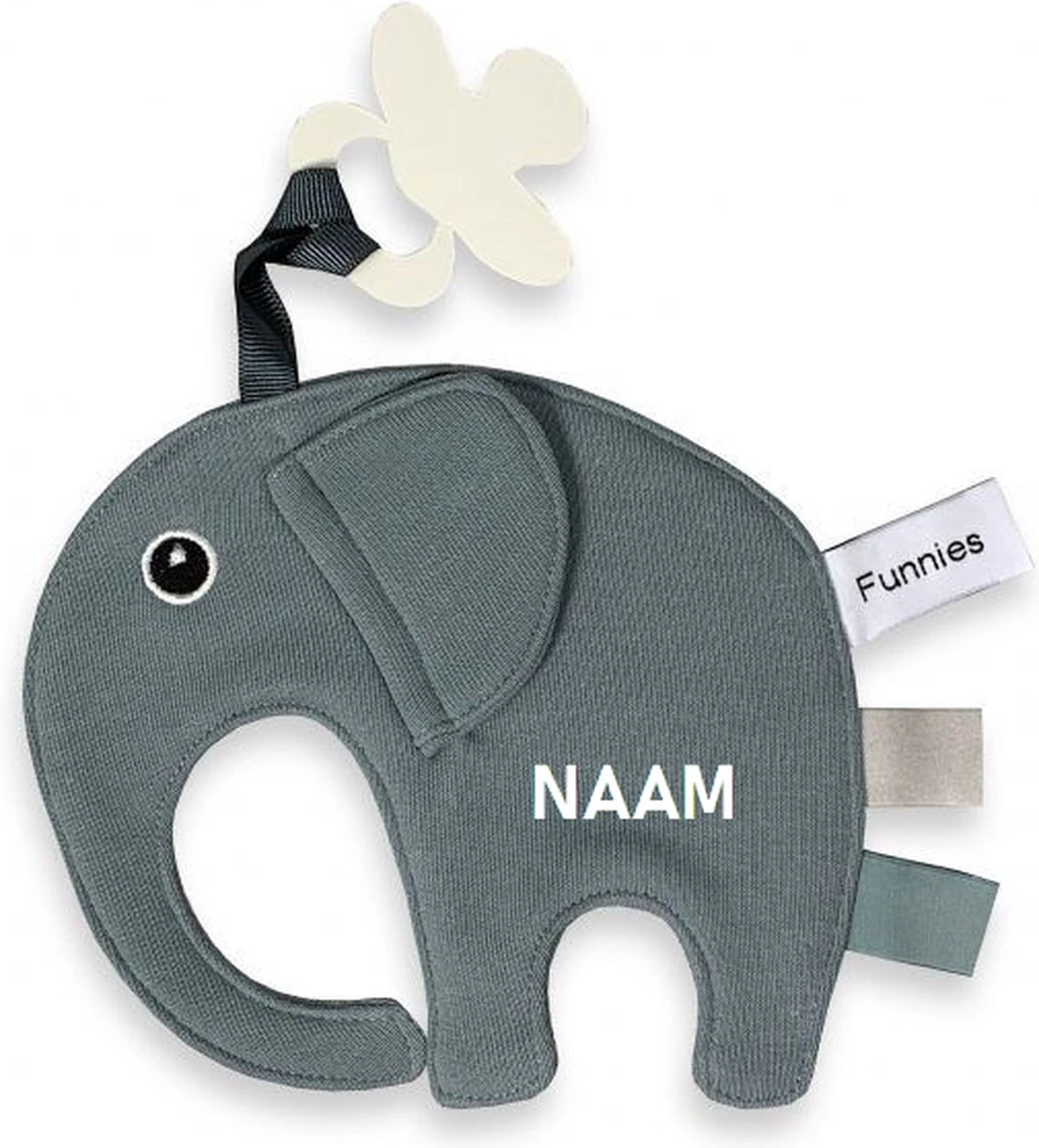 Speendoek Funnies- Olifant Ollie- Grey/blue 2 Speendoek Funnies- Olifant Ollie- Grey/blue - Afbeelding 2