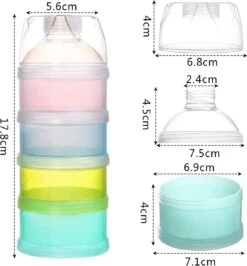 Merkloos 2 Delig - Multifunctioneel Melkpoeder Dispenser - Reis Melkpoeder Doseerdoosjes - Draagbare Snack Box - 4 Laags + 3 Laags Kinder - Babyvoeding Bewaarbakjes Met Schenktuit - Poeder Toren - Multi- Compartiment Snack Doosjes -Jollein Winkel 1113x1200 1