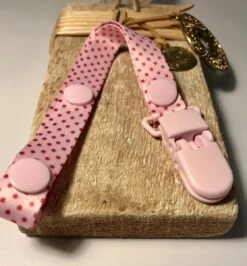 Speenclip Speenkoord Roze Rood Stipjes Dotjes Meisje Baby - Goedkoop - Gratis Verzending