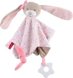 Merkloos Knuffeldoekje Konijn - Knuffeldoekje - Zacht Pluche - Knisper Oren - Belletje - Bijtring - Speenkoord