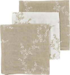 Meyco Branches 3-pack Hydrofiele Spuugdoekjes - 30x30 Cm - Sand