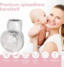 Oliva Babycare® Elektrische Borstkolf Handsfree - Dubbele Draadloze Kolf - BPA-Vrij - Draagbaar Kolfapparaat - 2 Stuks - Luxe White & Baby Pink -Jollein Winkel 1147x1200 4