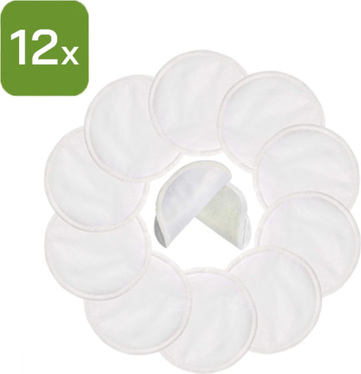 Nutty Green Hypoallergeen Bamboe Zoogcompressen - 12 Stuks 1 Nutty Green Hypoallergeen Bamboe Zoogcompressen - 12 Stuks