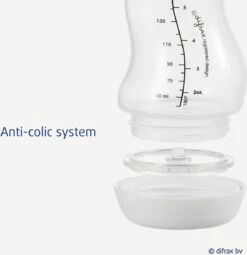 Difrax Glazen Babyfles 250 Ml Natural - Anti-Colic - Blauw - 1 Stuk -Jollein Winkel 1164x1200