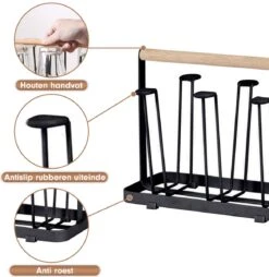 Flessenrek - Droogrek Babyfles - Flessen Rek Baby - Flessendroogrek - Afdruiprek - Afwasrek - Flessenrekje - Lekbak - Égouttoir - Zwart Met Houten Handvat - Vetalo 14 Flessenrek - Droogrek Babyfles - Flessen Rek Baby - Flessendroogrek - Afdruiprek - Afwasrek - Flessenrekje - Lekbak - Égouttoir - Zwart Met Houten Handvat - Vetalo -Jollein Winkel 1167x1200