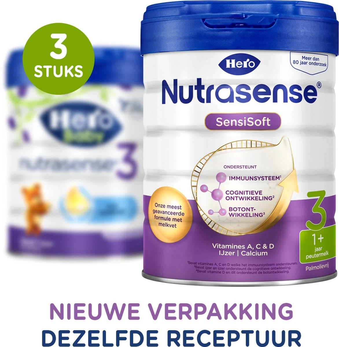 Hero Nutrasense SensiSoft Peutermelk 3 - Flesvoeding Vanaf 1 Jaar - 3 X 700 Gram - Met Melkvet - Palmolie Vrij 1 Hero Nutrasense SensiSoft Peutermelk 3 - Flesvoeding Vanaf 1 Jaar - 3 X 700 Gram - Met Melkvet - Palmolie Vrij