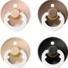 Bibs Fopspeen 0 6 Maanden Set 4 Stuks Glow In The Dark (black, Vanilla, Dark Oak, Blush) Maat 1