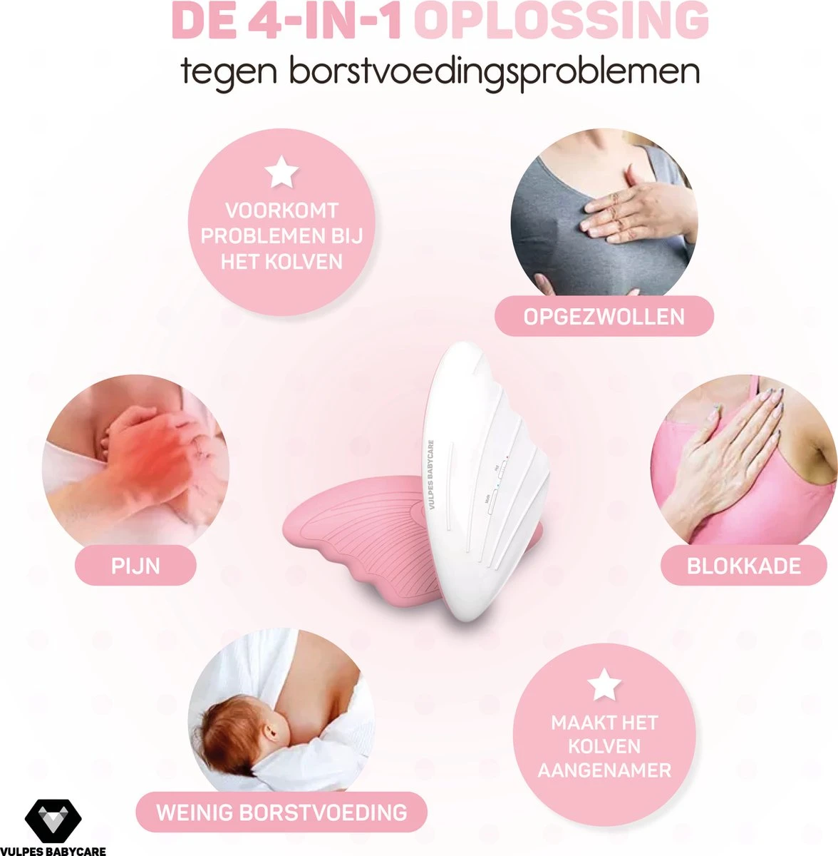 Vulpes BabyCare® Borstmassage Apparaat - Borstvoeding Stimulatie - Borstschelp - Borstkolf - 2-in-1 Warmte & Vibratie - Verstopte Kanalen - Mastitis - Stimuleert Bij Borstvoeding & Kolven 2 Vulpes BabyCare® Borstmassage Apparaat - Borstvoeding Stimulatie - Borstschelp - Borstkolf - 2-in-1 Warmte & Vibratie - Verstopte Kanalen - Mastitis - Stimuleert Bij Borstvoeding & Kolven - Afbeelding 2