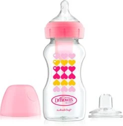Dr. Brown's Options+ Anti-colic Transition Bottle - Bottle To Sippy Starterkit BH - 270 Ml - Roze