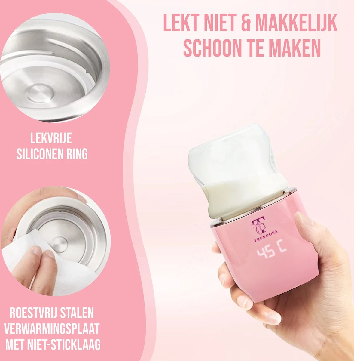 Trendosa Flessenwarmer Set - Draagbare Baby Flessenwarmer Voor Onderweg- Incl Speendoosje - Roze 7 Trendosa Flessenwarmer Set - Draagbare Baby Flessenwarmer Voor Onderweg- Incl Speendoosje - Roze - Afbeelding 7