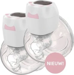 Oliva Babycare® Elektrische Borstkolf Handsfree - Dubbele Draadloze Kolf - BPA-Vrij - Draagbaar Kolfapparaat - 2 Stuks - Luxe White & Baby Pink