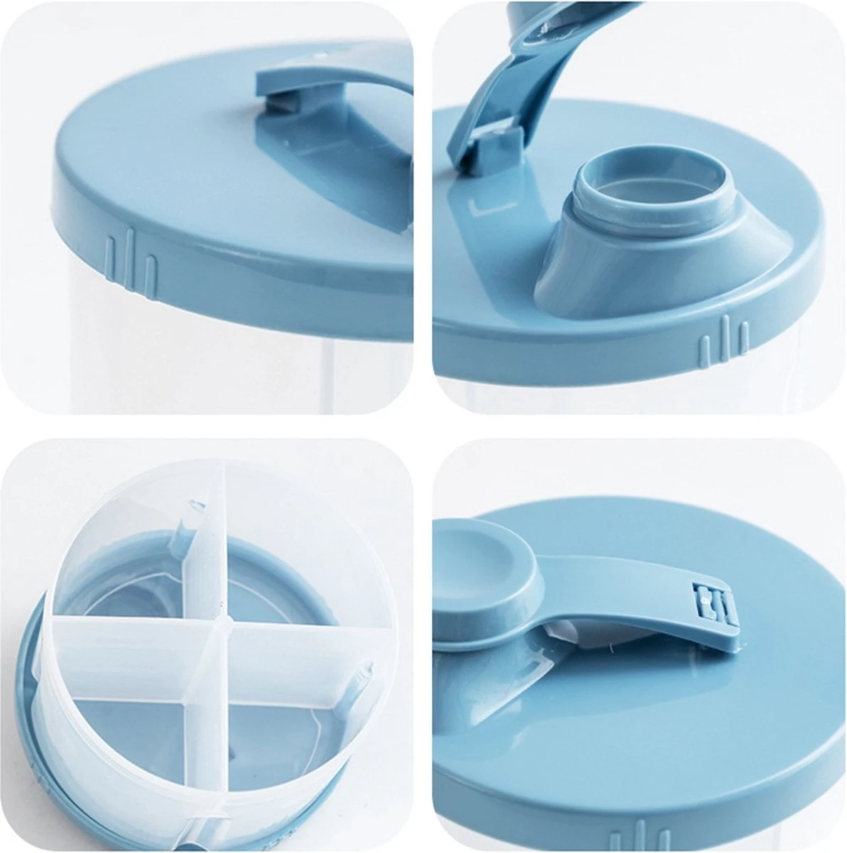 Without Lemon - Baby Melkpoeder Doseer Box - Voeding Bewaardoos - Schenkdop - 4 Compartimenten - Blauw 2 Without Lemon - Baby Melkpoeder Doseer Box - Voeding Bewaardoos - Schenkdop - 4 Compartimenten - Blauw - Afbeelding 2