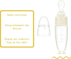 Biberoia® Knijpfles Met Lepel – Baby / Kinderbestek - Kraamcadeau – Babyshower – Wit -Jollein Winkel 1200x1003