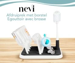 Nevi Afdruiprek Met Lekbak - Afdruipmat Voor 10 Flessen - Opvouwbaar Droogrek Babyfles - Inclusief Afwasborstel -Jollein Winkel 1200x1005 3