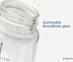 Difrax Glazen Babyfles 250 Ml Natural - Anti-Colic - Blauw - 1 Stuk -Jollein Winkel 1200x1022