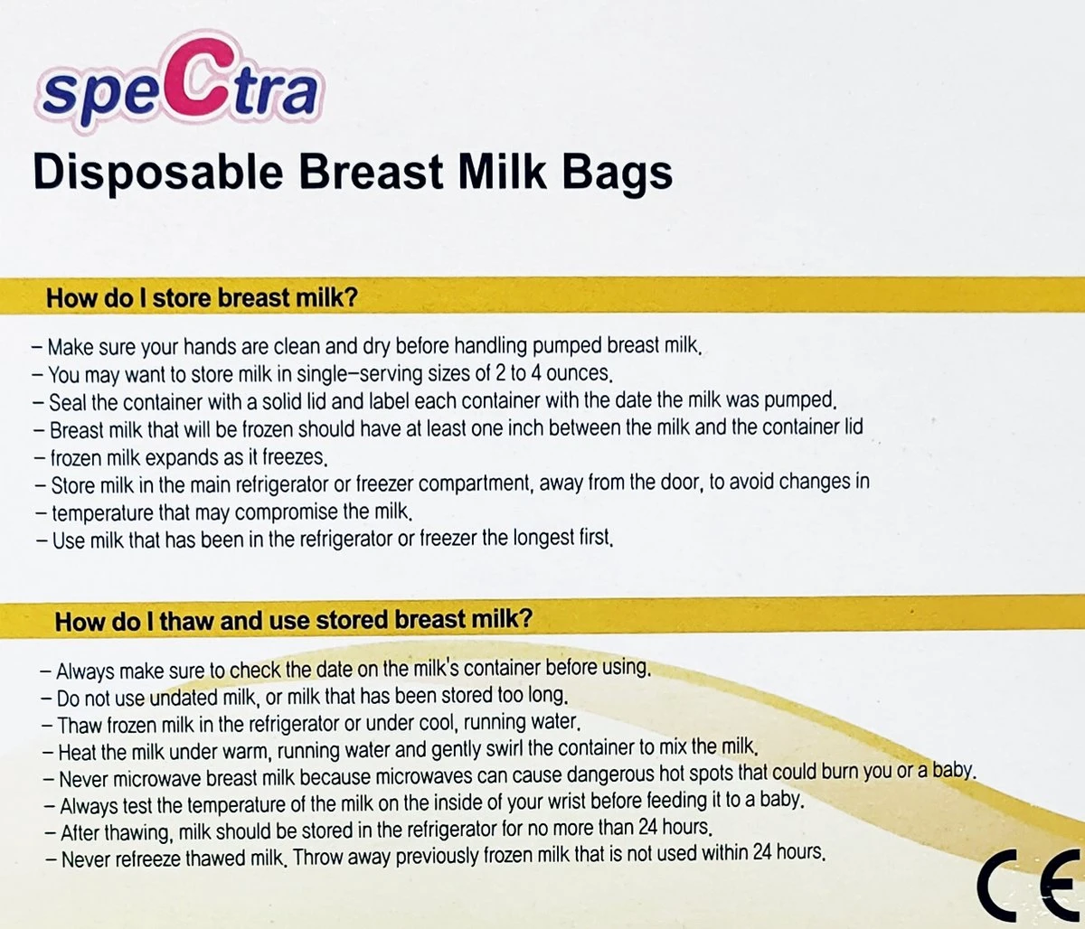 Spectra Moedermelk Bewaarzakjes Voor Borstvoeding - 30 Stuks - BPA Vrij - 200ml - Voor Diepvries 4 Spectra Moedermelk Bewaarzakjes Voor Borstvoeding - 30 Stuks - BPA Vrij - 200ml - Voor Diepvries - Afbeelding 4