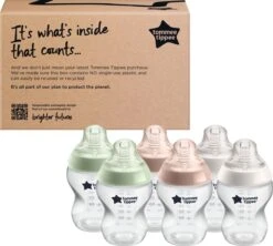 Tommee Tippee Closer To Nature- Zuigflessen - Anti-koelik Ventiel - 260 Ml- Pak Van 6 Stuks - Doorzichtig -Jollein Winkel 1200x1077