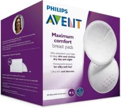 Philips Avent Borstkompressen - 60 Stuks - Extra Dun En Absorberend - Lekvrij - Ademende Buitenlaag - Honingraatbovenlaag - 2 Plakstrips - Afzonderlijk Verpakt - SCF254/61 -Jollein Winkel 1200x1080