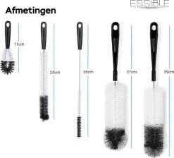 ESSIBLE Flessenborstel - Flessenrager - Schoonmaakborstel - Flessenreiniger - 5 Stuks - Kras- En BPA Vrij - Geschikt Voor Alle Oppervlakken - Zwart -Jollein Winkel 1200x1090 3