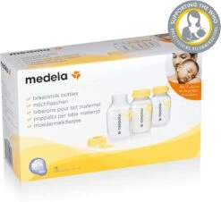 Medela Set Van 150 Ml BPA-vrije Moedermelkflesjes – Set Van 3 Flessen Voor Het Afkolven, Bewaren En Moedermelk Geven In Een Duurzaam, Vries- En Koelkastveilig Ontwerp -Jollein Winkel 1200x1098 3