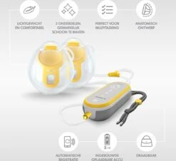 Medela Freestyle Hands-Free Borstkolf – Dubbele Elektrische Handsfree Borstkolf – Draagbaar - Transparant/Geel – Inclusief Oplaadbare Accu -Jollein Winkel 1200x1102 5