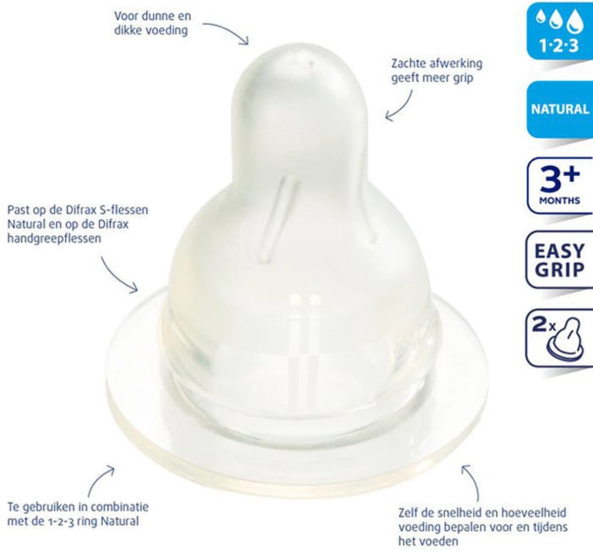 Difrax 1-2-3 Doseerspeen Natural - 2st 12 Difrax 1-2-3 Doseerspeen Natural - 2st - Afbeelding 12
