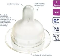 Difrax Flessenspeen Wide Voor Brede Babyflessen - Maat Small - 2 Stuks -Jollein Winkel 1200x1122