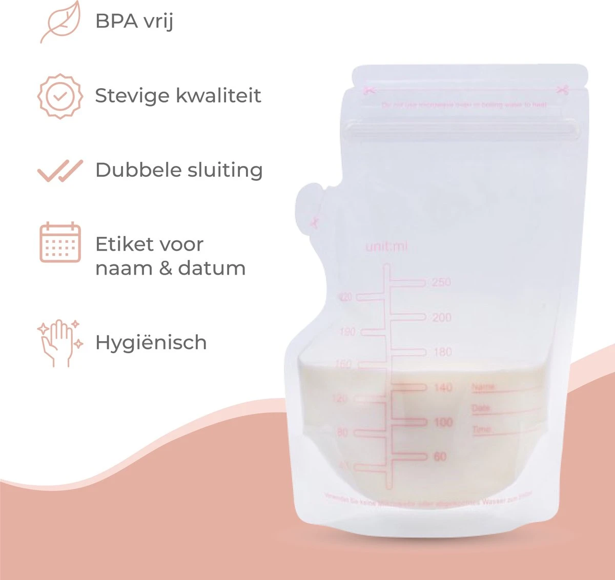 Nuvance - Moedermelk Bewaarzakjes - Borstvoeding Zakjes - 100 Stuks - 250ml - BPA Vrij - Dubbele Sluiting 4 Nuvance - Moedermelk Bewaarzakjes - Borstvoeding Zakjes - 100 Stuks - 250ml - BPA Vrij - Dubbele Sluiting - Afbeelding 4