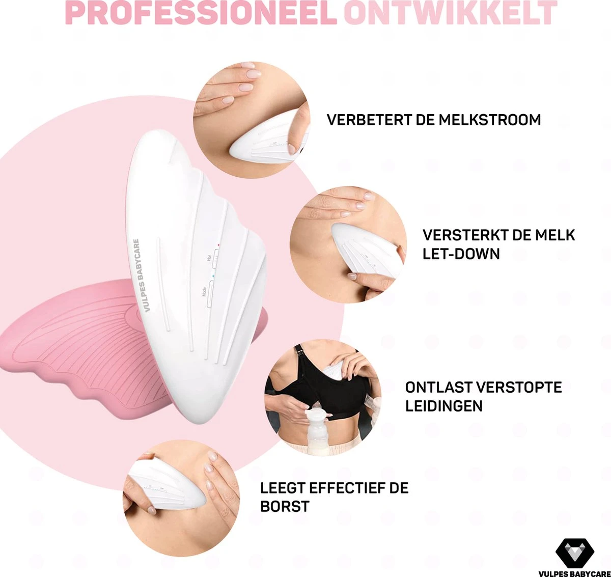 Vulpes BabyCare® Borstmassage Apparaat - Borstvoeding Stimulatie - Borstschelp - Borstkolf - 2-in-1 Warmte & Vibratie - Verstopte Kanalen - Mastitis - Stimuleert Bij Borstvoeding & Kolven 7 Vulpes BabyCare® Borstmassage Apparaat - Borstvoeding Stimulatie - Borstschelp - Borstkolf - 2-in-1 Warmte & Vibratie - Verstopte Kanalen - Mastitis - Stimuleert Bij Borstvoeding & Kolven - Afbeelding 7