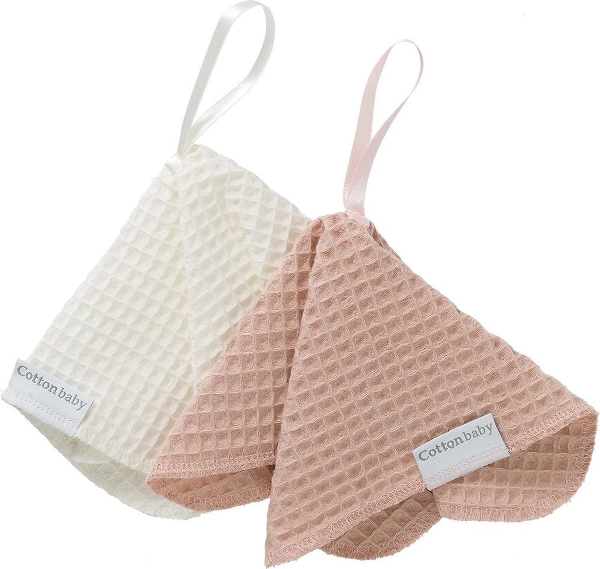 Cottonbaby - Speendoekje - Wafel- Per Set Van 2 - Room/poederroze 1 Cottonbaby - Speendoekje - Wafel- Per Set Van 2 - Room/poederroze