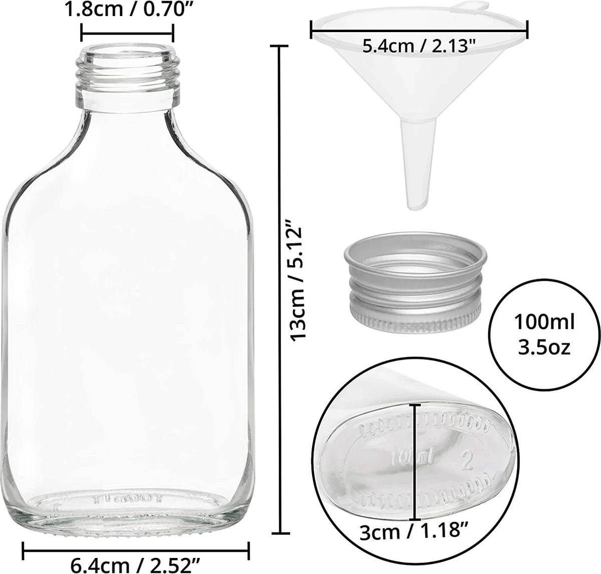 Belle Vous Mini 100ml Glazen Flask Likeur Flessen Met Zilveren Doppen & Trechter (20 Pak) – Lege Schroefdop Miniatuur Flessen Voor Huwelijk & Feesten – Alcohol, Schnaps, Whisky, Shots & Drankjes 2 Belle Vous Mini 100ml Glazen Flask Likeur Flessen Met Zilveren Doppen & Trechter (20 Pak) – Lege Schroefdop Miniatuur Flessen Voor Huwelijk & Feesten – Alcohol, Schnaps, Whisky, Shots & Drankjes - Afbeelding 2