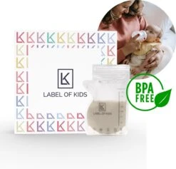Label Of Kids - Moedermelk Bewaarzakjes - Borstvoeding Bewaarzakje - Met Schenktuit - 200 Ml - BPA Vrij - 120 Stuks - Zoogcompressen -Jollein Winkel 1200x1151