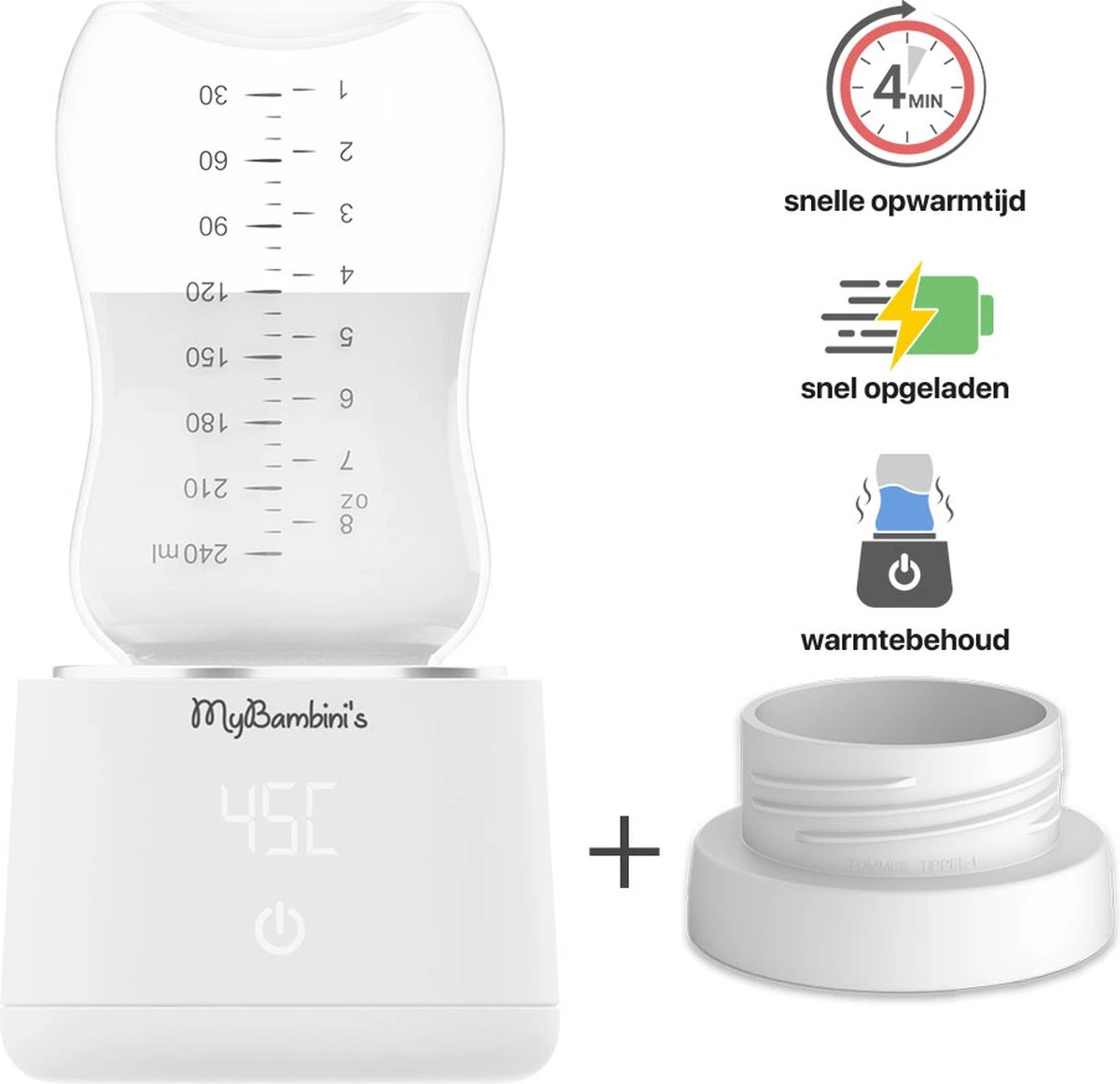 MyBambini's Bottle Warmer Pro™ - Draagbare Baby Flessenwarmer Voor Onderweg - Wit - Geschikt Voor Tommee Tippee 1 MyBambini's Bottle Warmer Pro™ - Draagbare Baby Flessenwarmer Voor Onderweg - Wit - Geschikt Voor Tommee Tippee