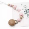 Speenkoord - Baby - Siliconen & Hout Kralen - BPA Vrij - Jongen - Meisje - Licht Roze
