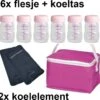 Spectra Moedermelk Flesjes - 6 X 160ml - Met Roze Koeltasje En Koelelementen - Borstvoeding Flesjes - BPA Vrij