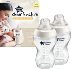 Tommee Tippee Closer To Nature - Baby Zuigflessen - Doorzichtig - 340ml - Pak Van 2 -Jollein Winkel 1200x1164