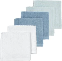 Meyco Basic Badstof Spuugdoekjes 6-pack - Wit/Lichtblauw/Denim - 30x30cm
