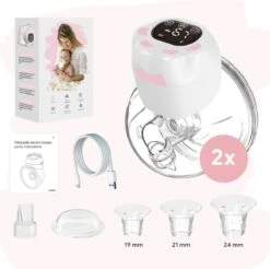 Oliva Babycare® Elektrische Borstkolf Handsfree - Dubbele Draadloze Kolf - BPA-Vrij - Draagbaar Kolfapparaat - 2 Stuks - Luxe White & Baby Pink -Jollein Winkel 1200x1197 10
